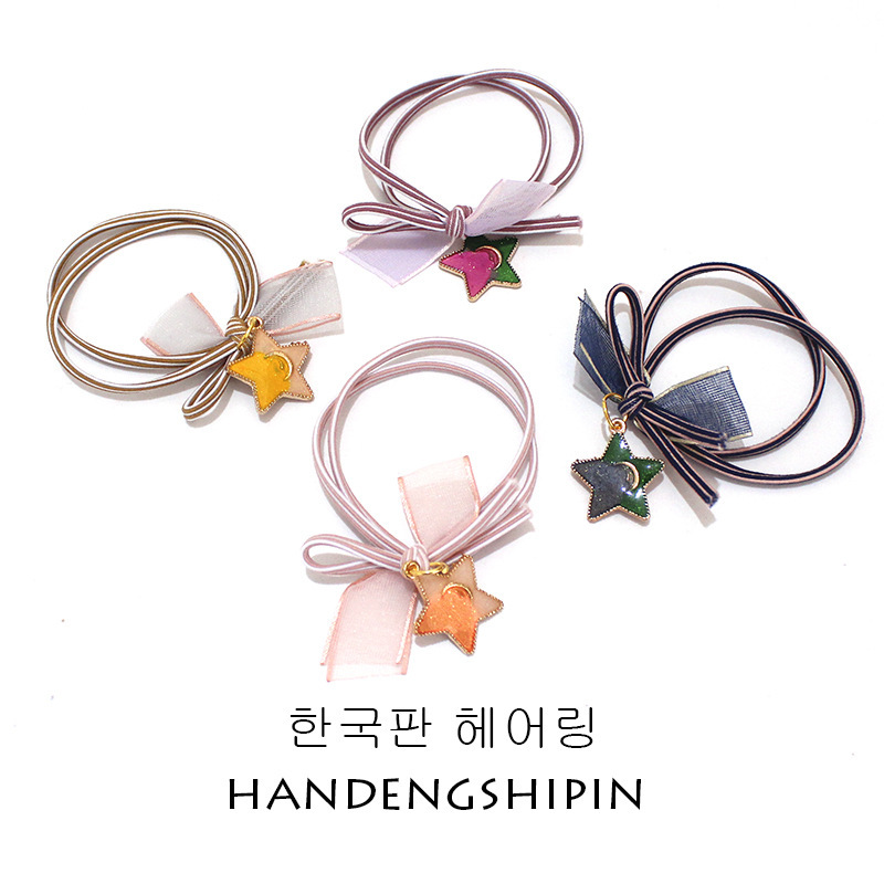 Set 10 Dây Cột Tóc Nơ Hạt Charm Lấp Lánh - Giao Mẫu Ngẫu Nhiên - kireicos