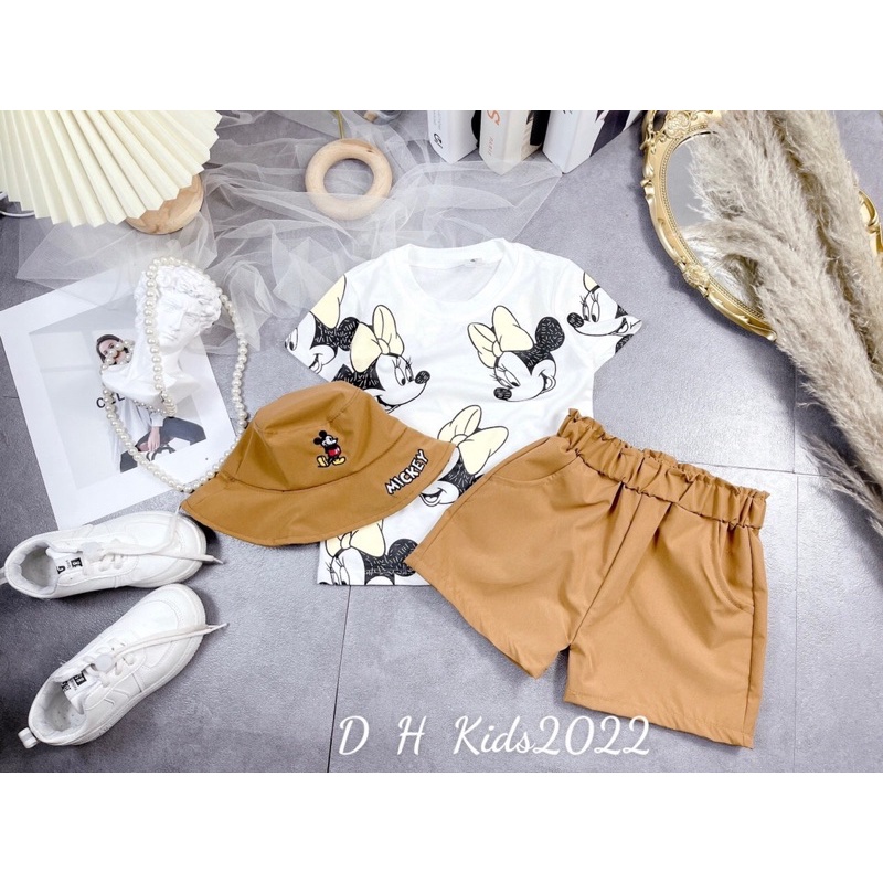 [SET BÉ GÁI] Bộ micky kèm mũ cực sịn cho bé gái