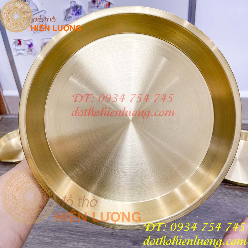 Đĩa đồng trơn đựng hoa quả đáy phẳng thờ cúng (giá 1 cái)