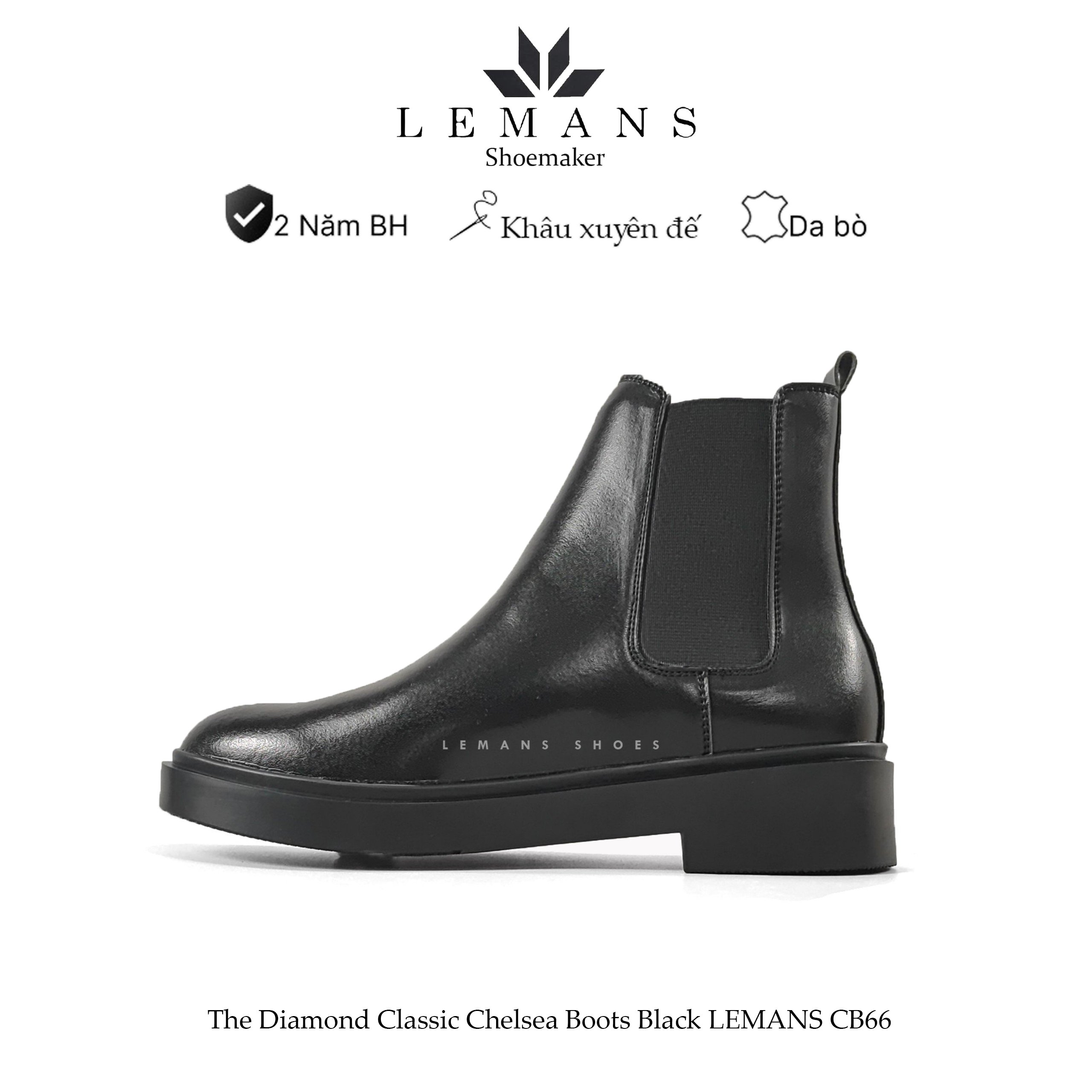 Giày da Chelsea Boots Black LeMans CB66