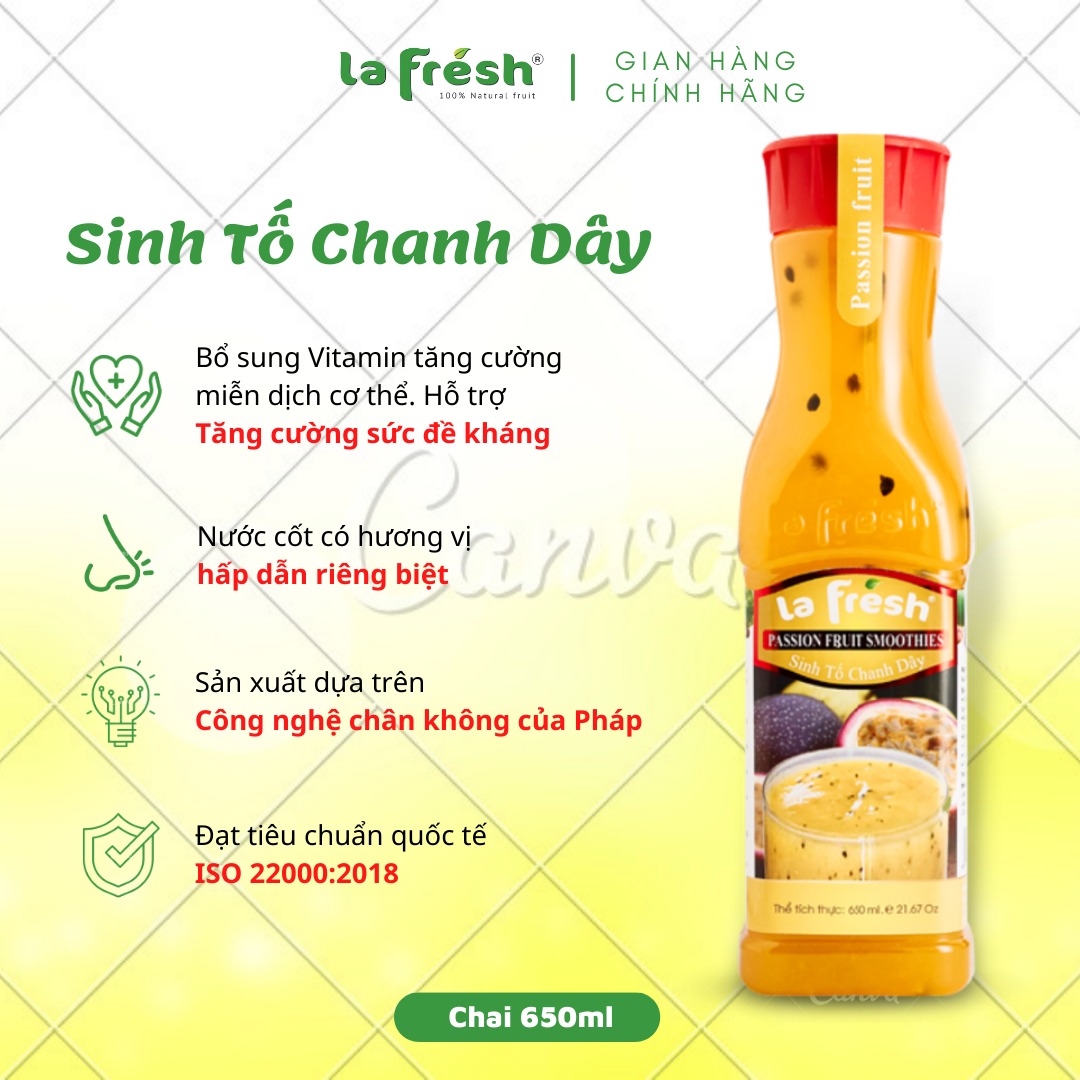 Sinh Tố Chanh Dây Lafresh Đà Lạt 650ml