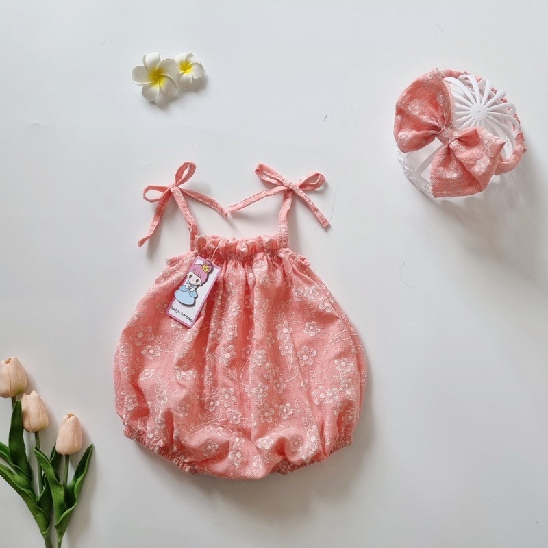 Áo liền quần kèm băng đô xinh cho bé