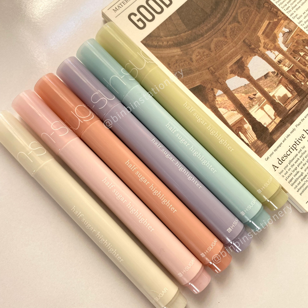 [Bin Bin] Set 6 bút Highlight Half Sugar phong cách Pastel, Morandi HL03