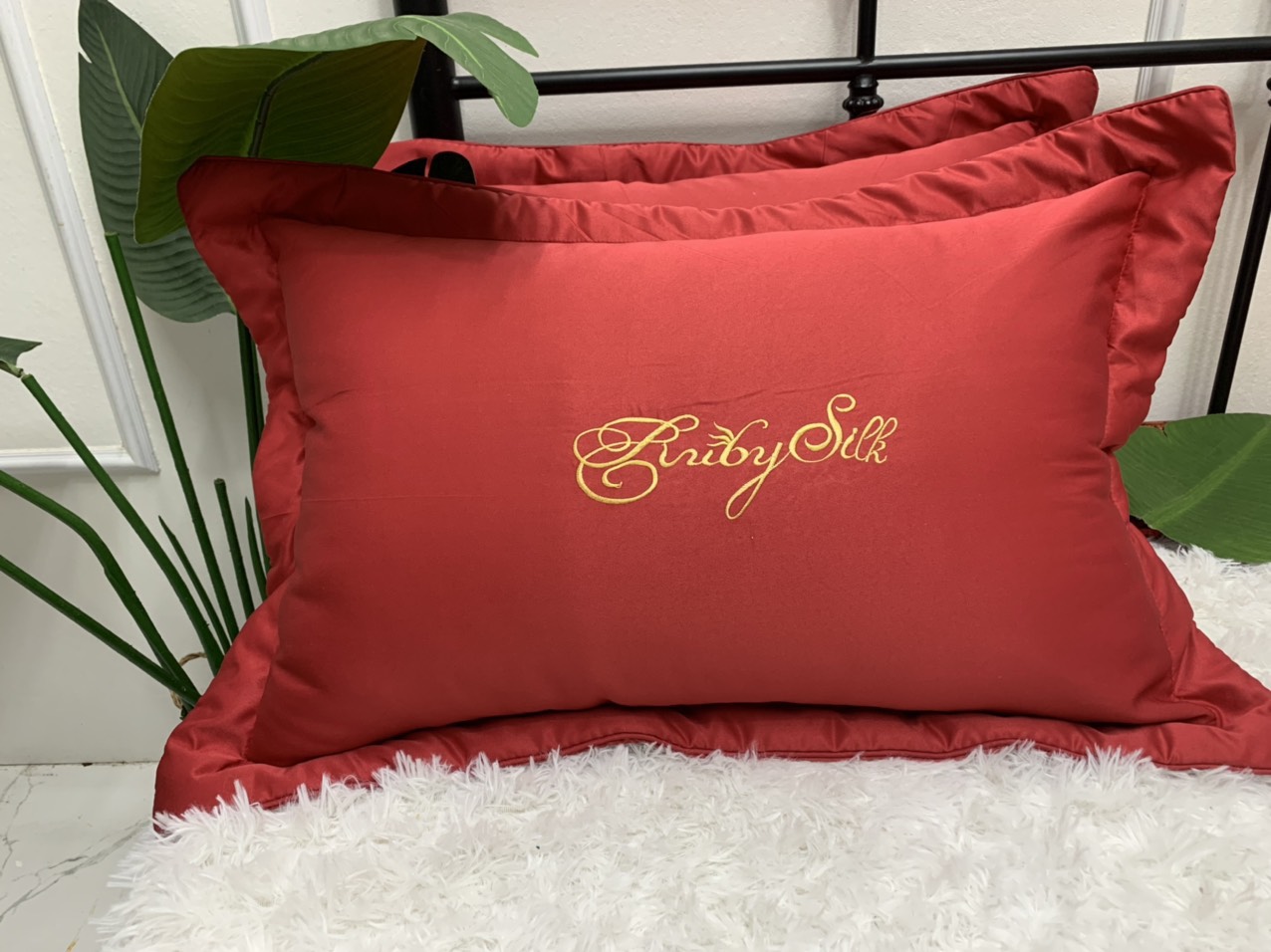 Đôi vỏ gối nằm phi lụa, Áo gối nằm phi lụa trơn 1 màu cao cấp, Áo gối nằm 65x45cm