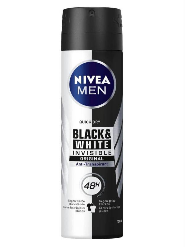 Xịt khử mùi toàn thân chao nam Nivea Black & White Invisible original quick dry 150ml nhập khẩu