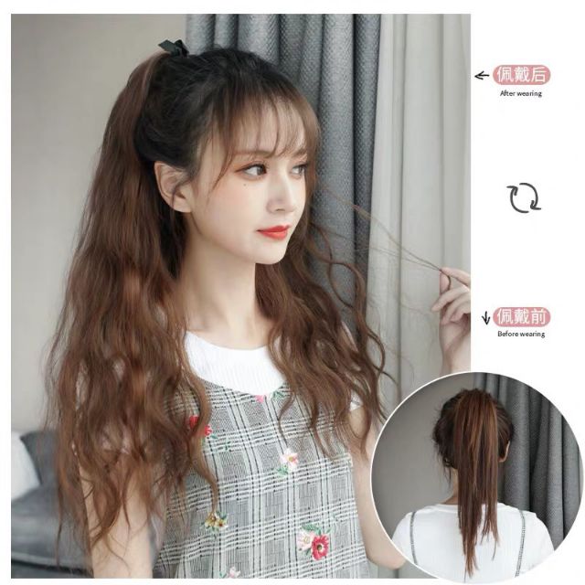 Tóc giả cột xù siêu xinh mã b43 60cm