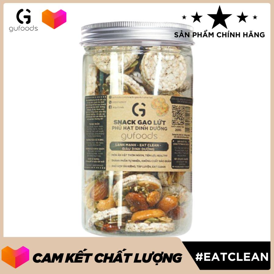 Snack gạo lứt phủ granola siêu hạt GUfoods - Bữa ăn nhẹ tiện lợi, Giàu đinh dưỡng, Ăn vặt healthy, Hỗ trợ giảm cân, Ăn kiêng, Eat clean, Thuần chay