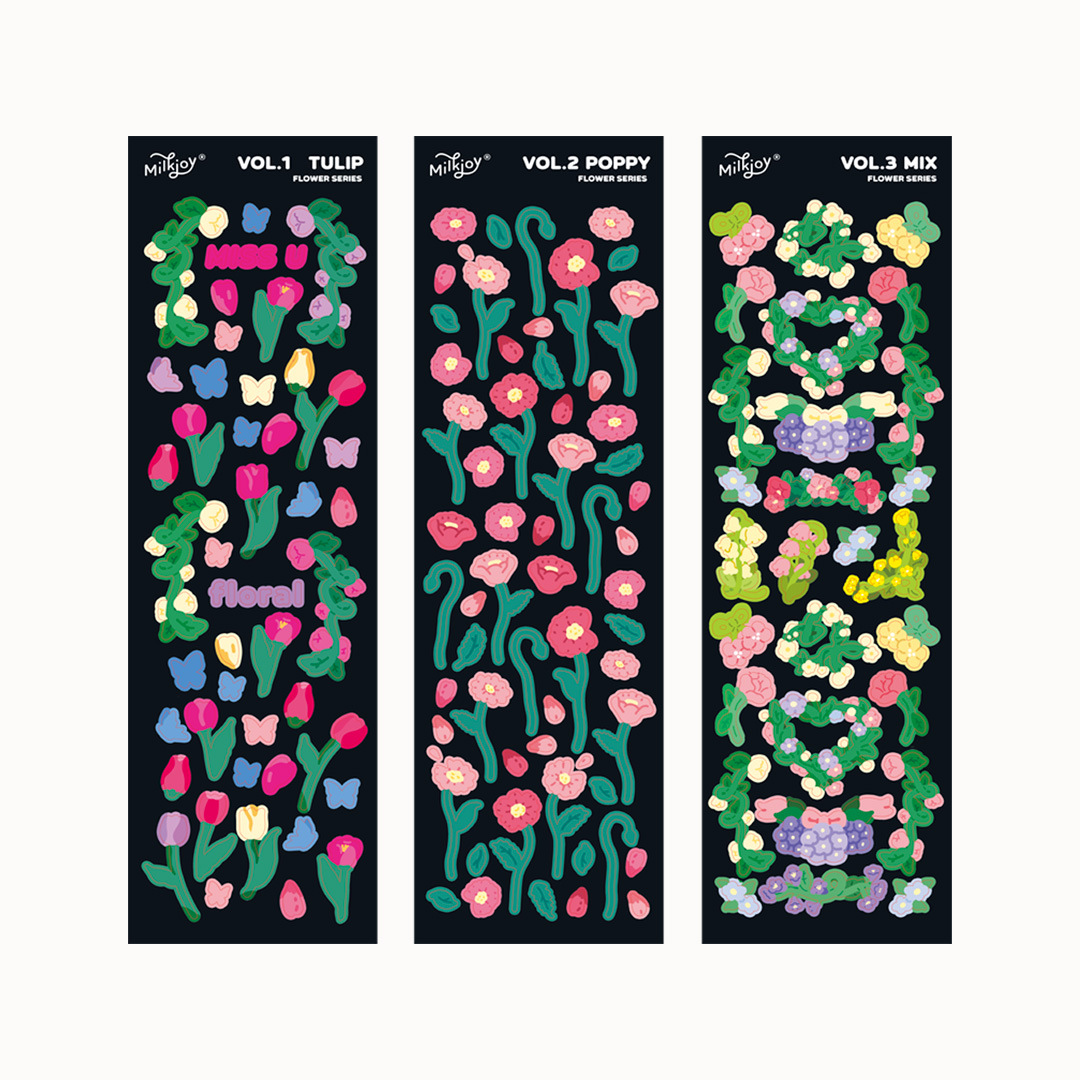Tấm sticker hoa tulips decor toploader, trang trí