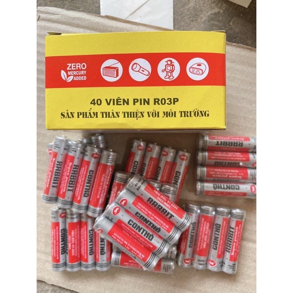 HỘP 40 VIÊN PIN CON THỎ 3A NHỎ AAA