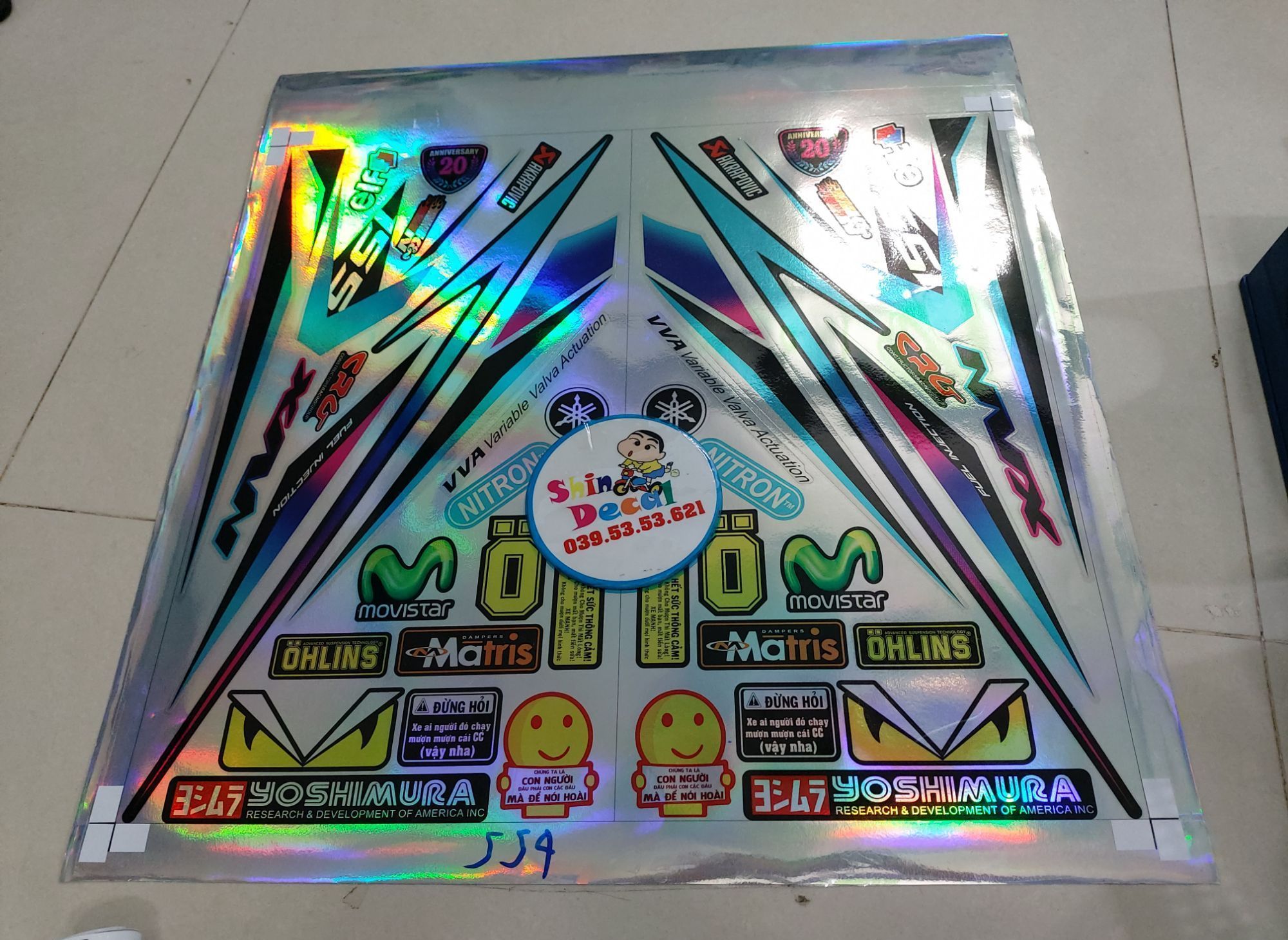 Tem NVX phiên bản kỉ niệm titan 7 màu tặng logo