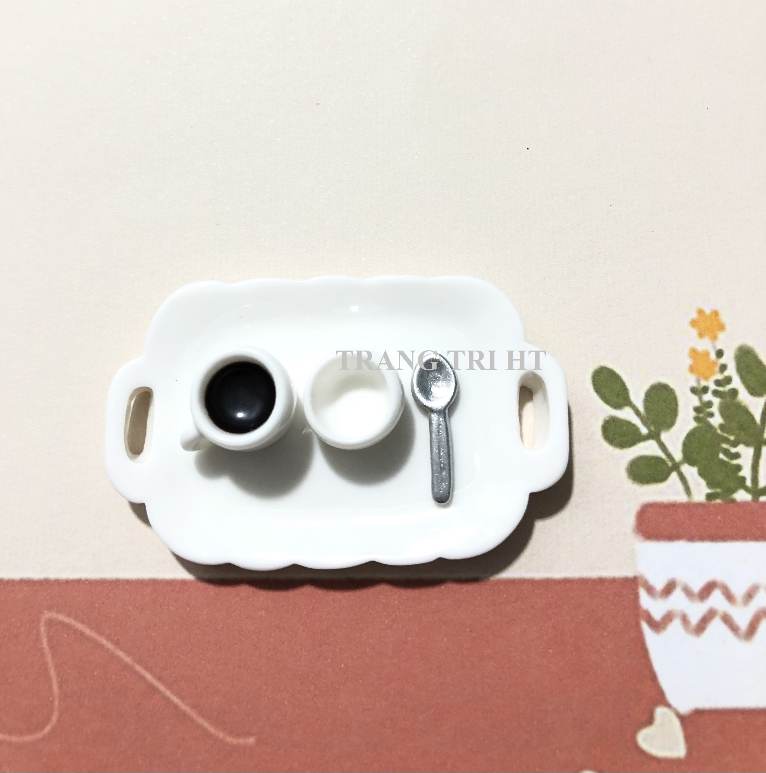 Mô hình Set đồ ăn bữa sáng trang trí nhà búp bê