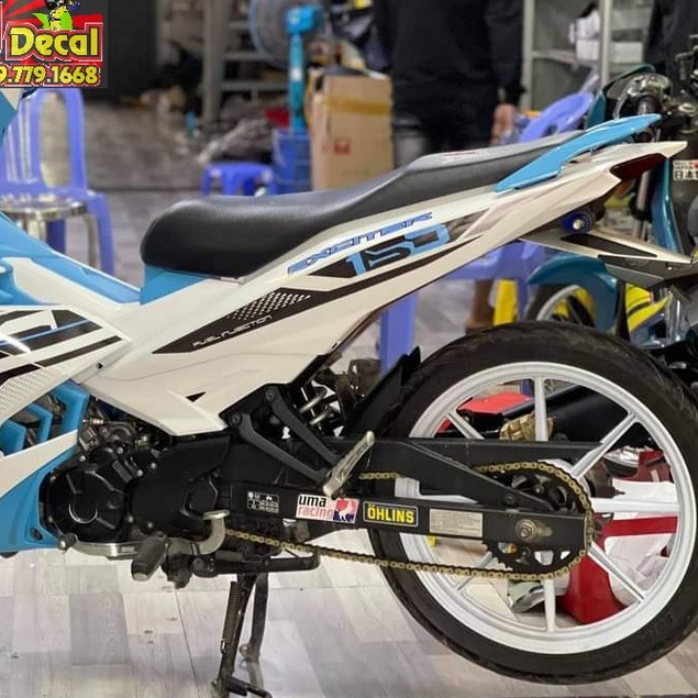 Tem Rời Ex 150 Dán Xe Trắng Phối Xanh