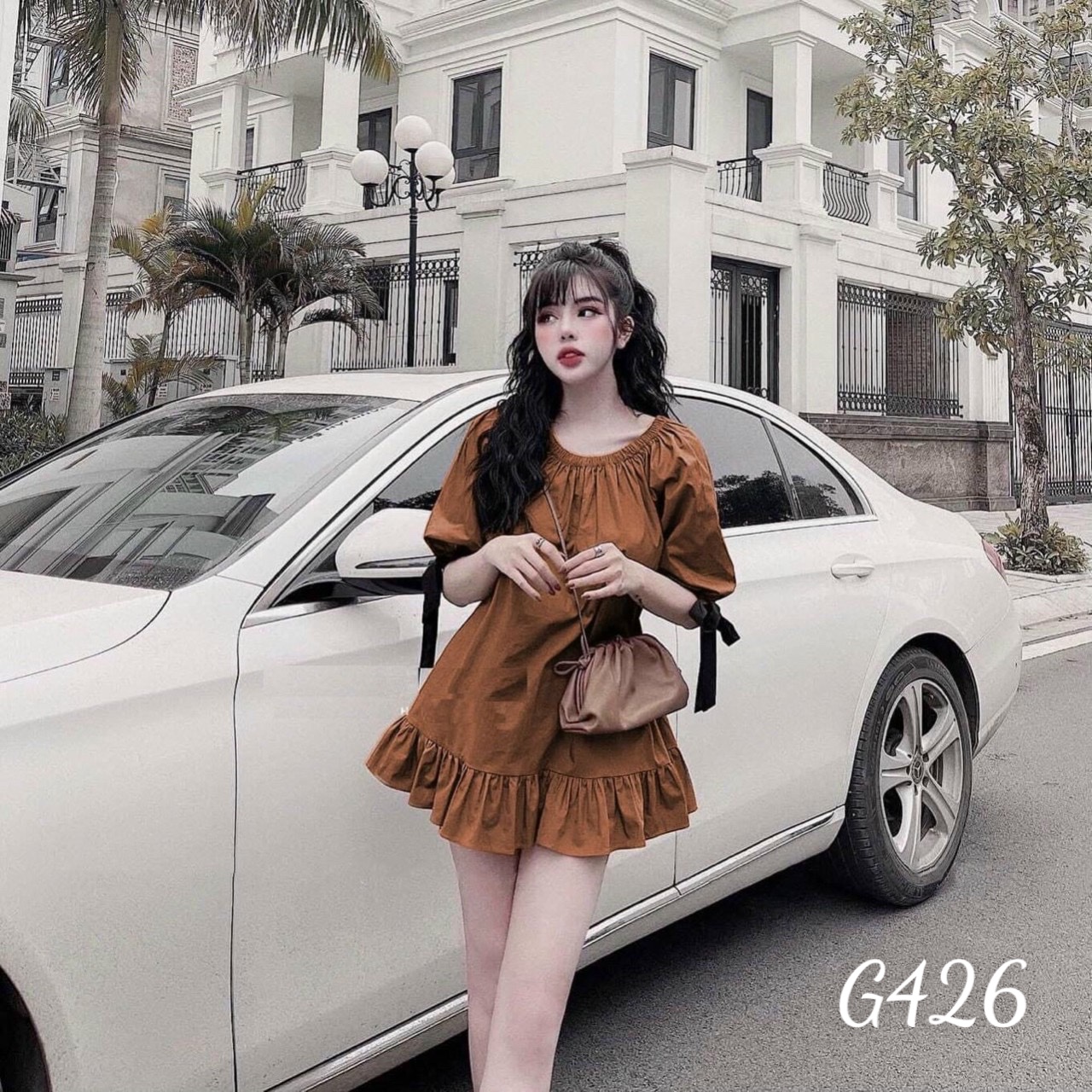 Đầm baby doll nữ đuôi cá dáng xoè chất kate lụa G426a