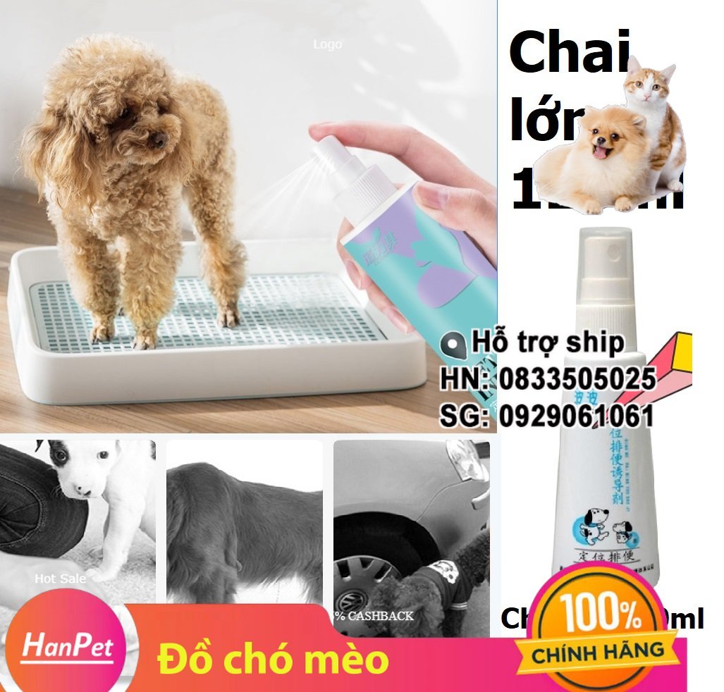 Hanpet - (2 loại) Xịt hướng dẫn đi vệ sinh BoBo thế hệ mới 120ml và chai nhỏ 60ml hướng dẫn chó mèo vệ sinh đúng chỗ