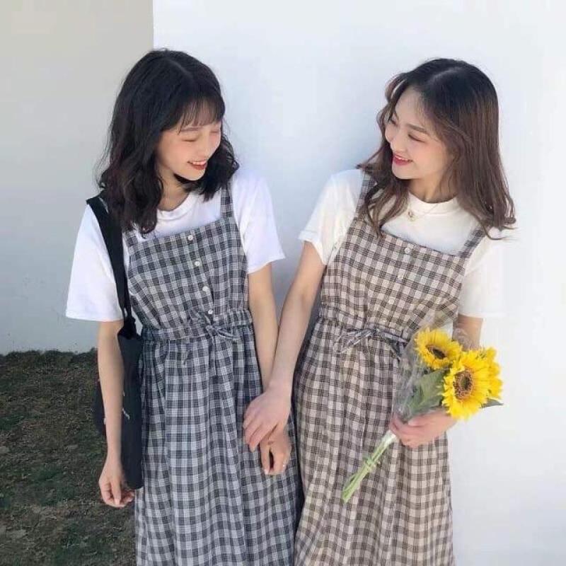Váy yếm dài chất cotton cực xinh xắn cho nữ