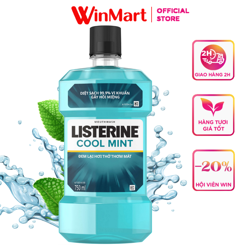 - Nước súc miệng diệt khuẩn Listerine Cool Mint 750ml