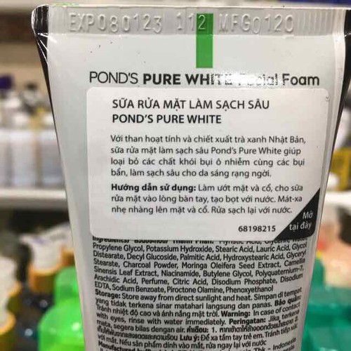 Sữa Rửa Mặt Trắng Da Pond's Pure White 100g