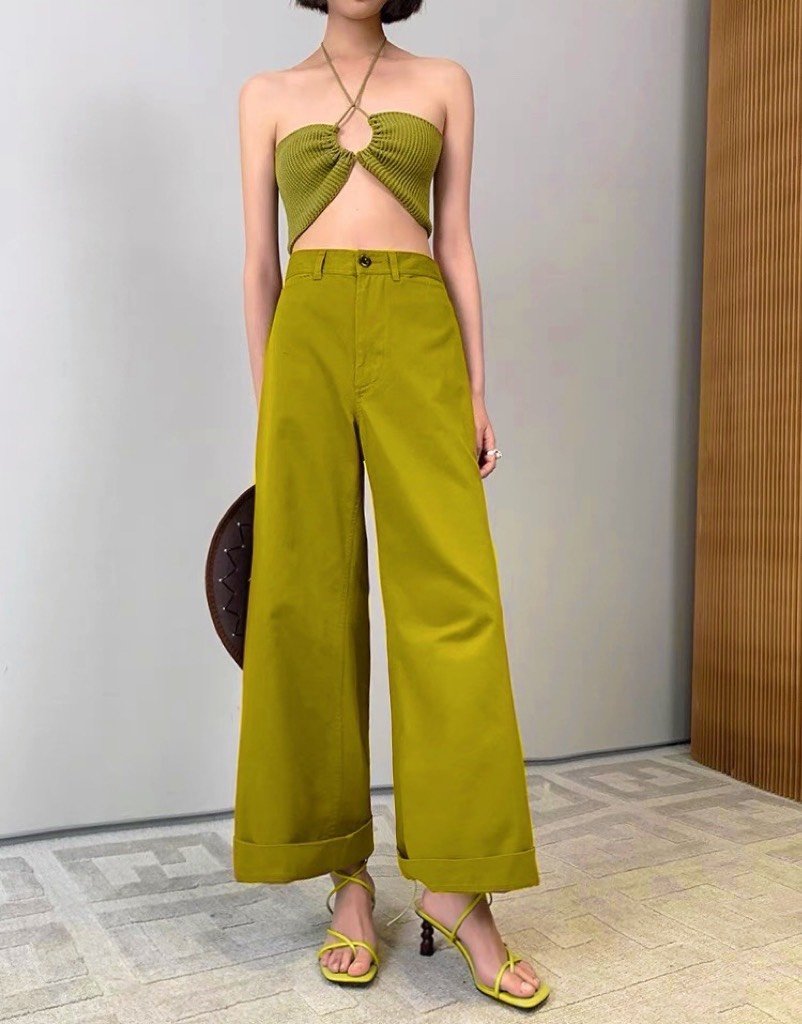 Quần Kaki dáng culottes cạp cao(A1620)