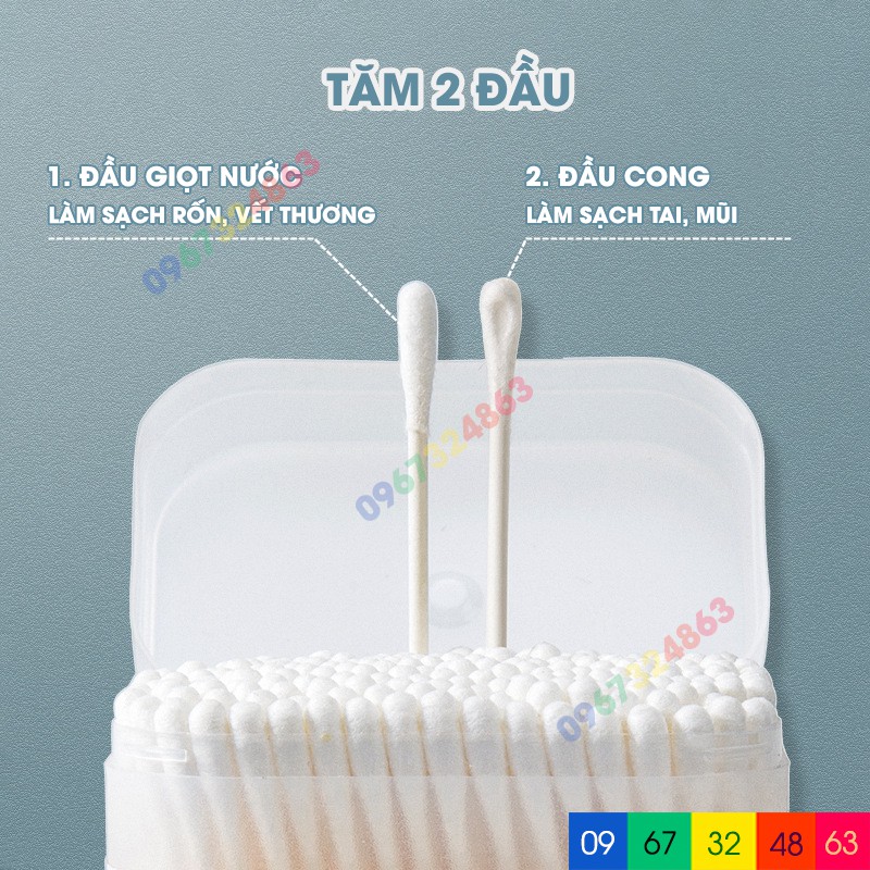 TĂM BÔNG VCOOL CAO CẤP CHO BÉ hộp 200 que cho bé