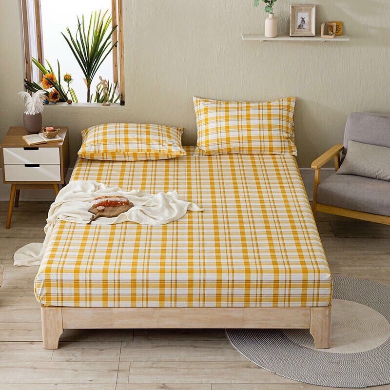 Bộ Ga Gối Cotton Tici Kẻ , Chất Liệu Mềm Mát