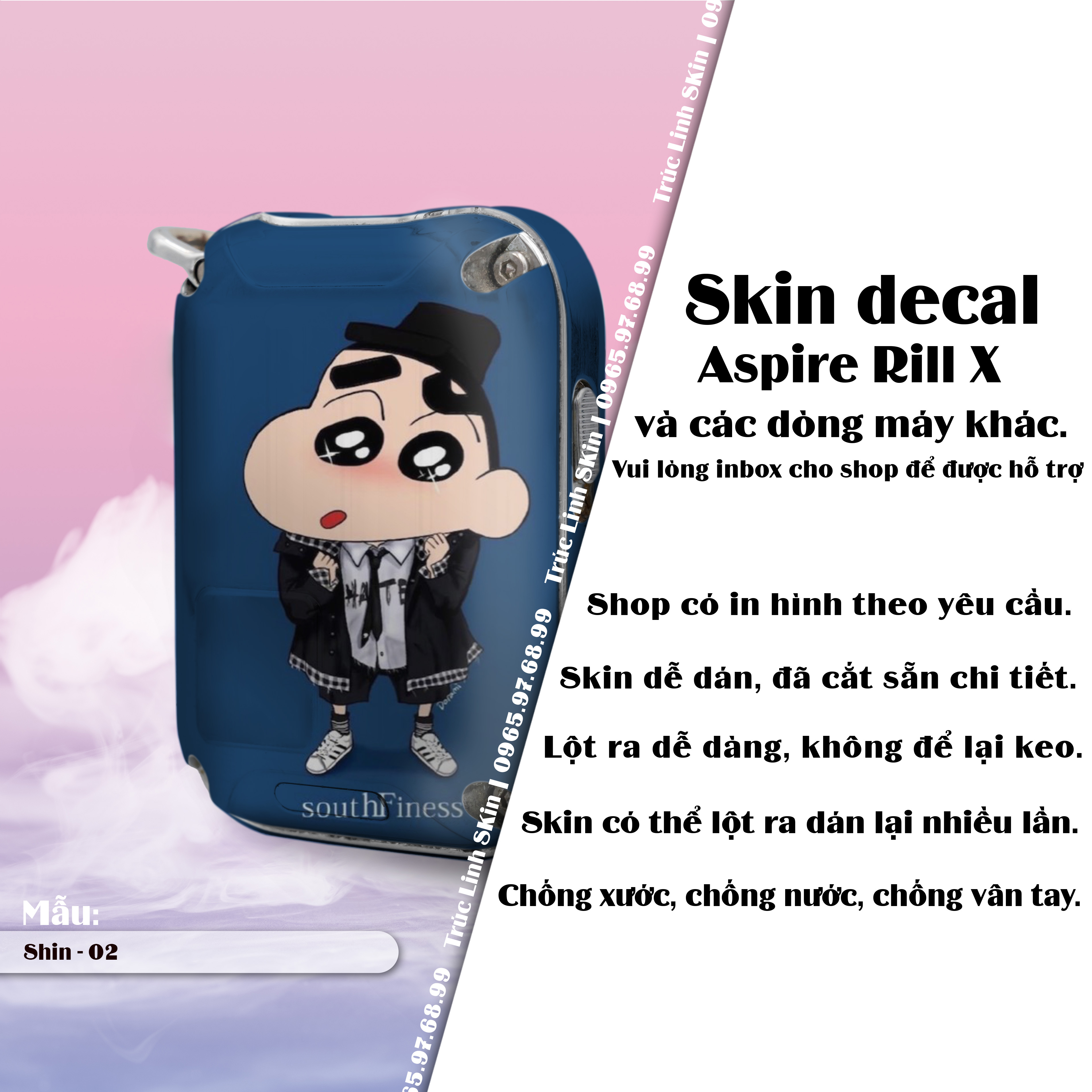 Miếng dán skin cho Riil X mẫu Shin 02