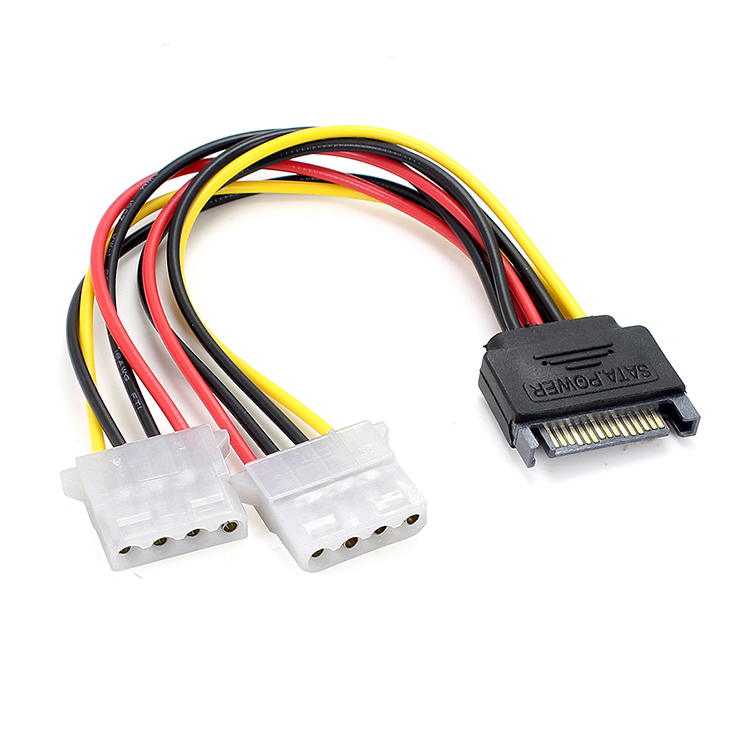 Dây nguồn sata ra 2 molex ide 4pin - cáp chia nguồn 1 sata ra 2 4 pin ide 20cm
