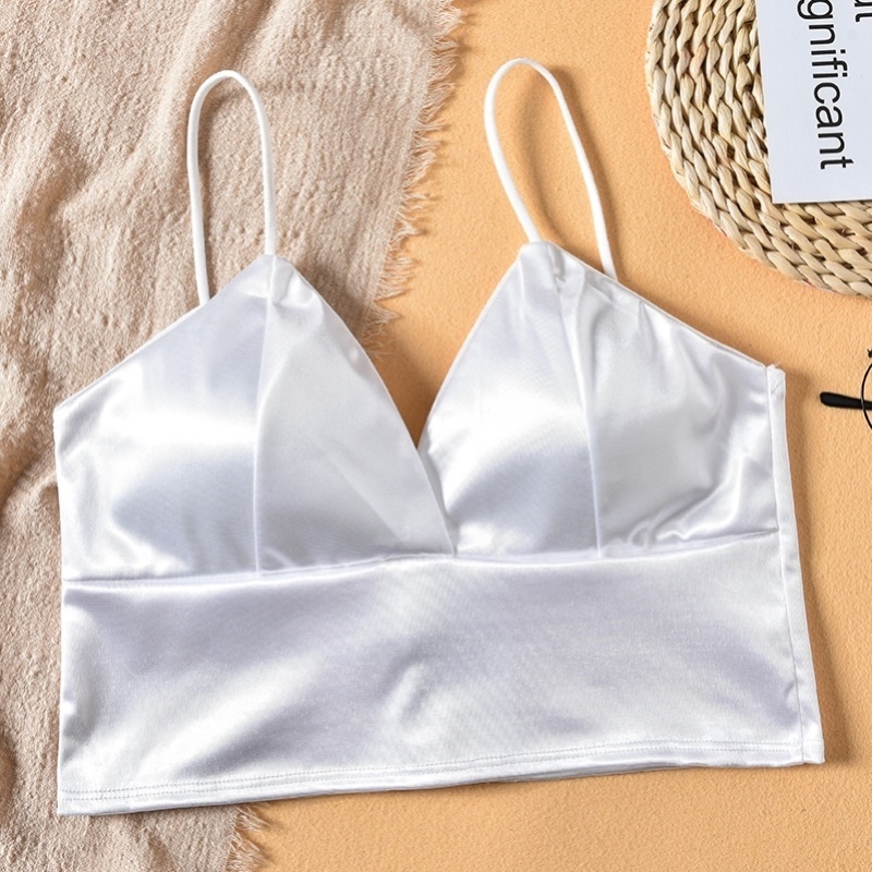 Áo Bra 2 Dây Nữ Phi Lụa Bóng ĐỆM MỎNG Mềm Mát Cực Thoải Mái 2S13