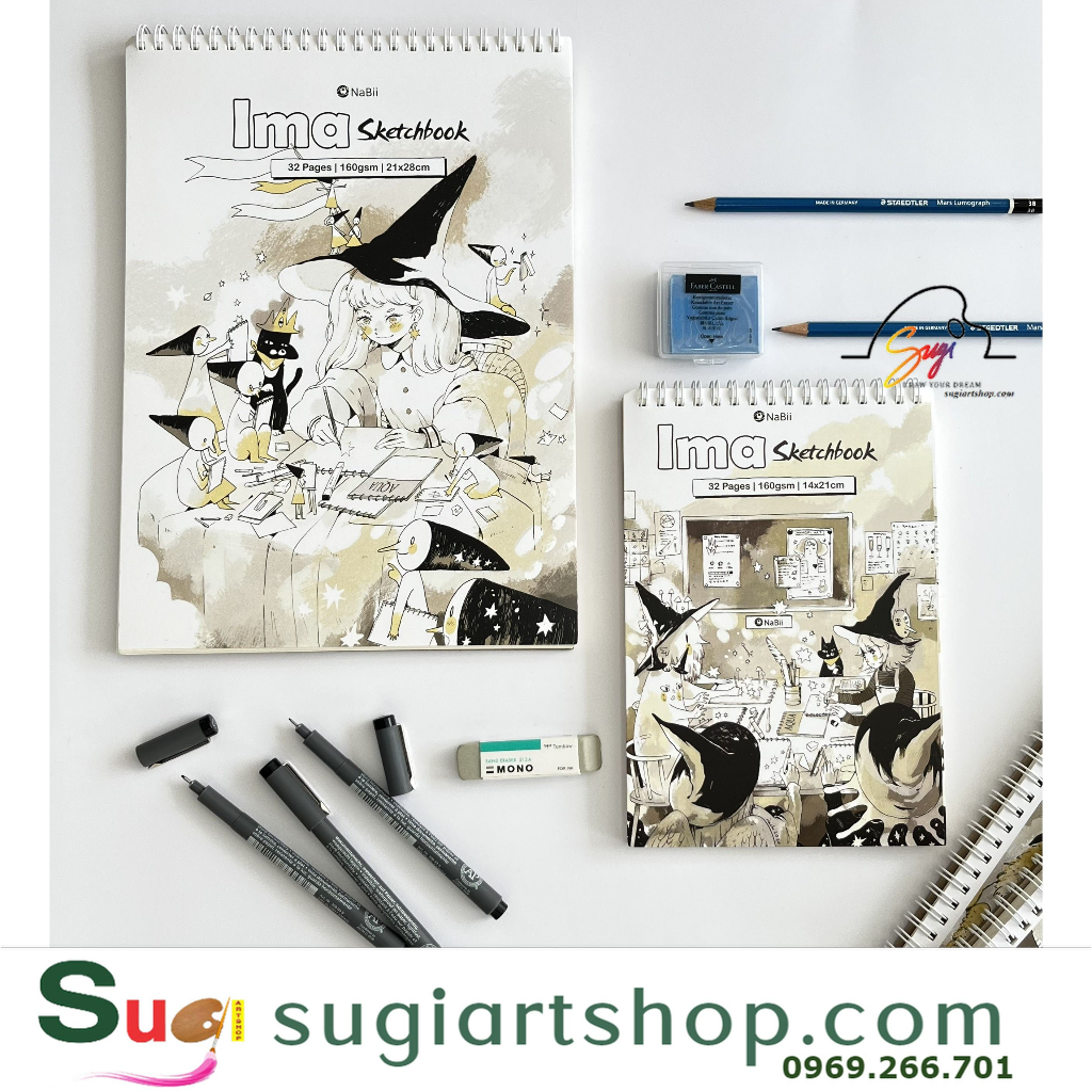 Sổ vẽ sketchbook nabii ima/ ima sketchbook 160gsm 32 tờ a5/a4