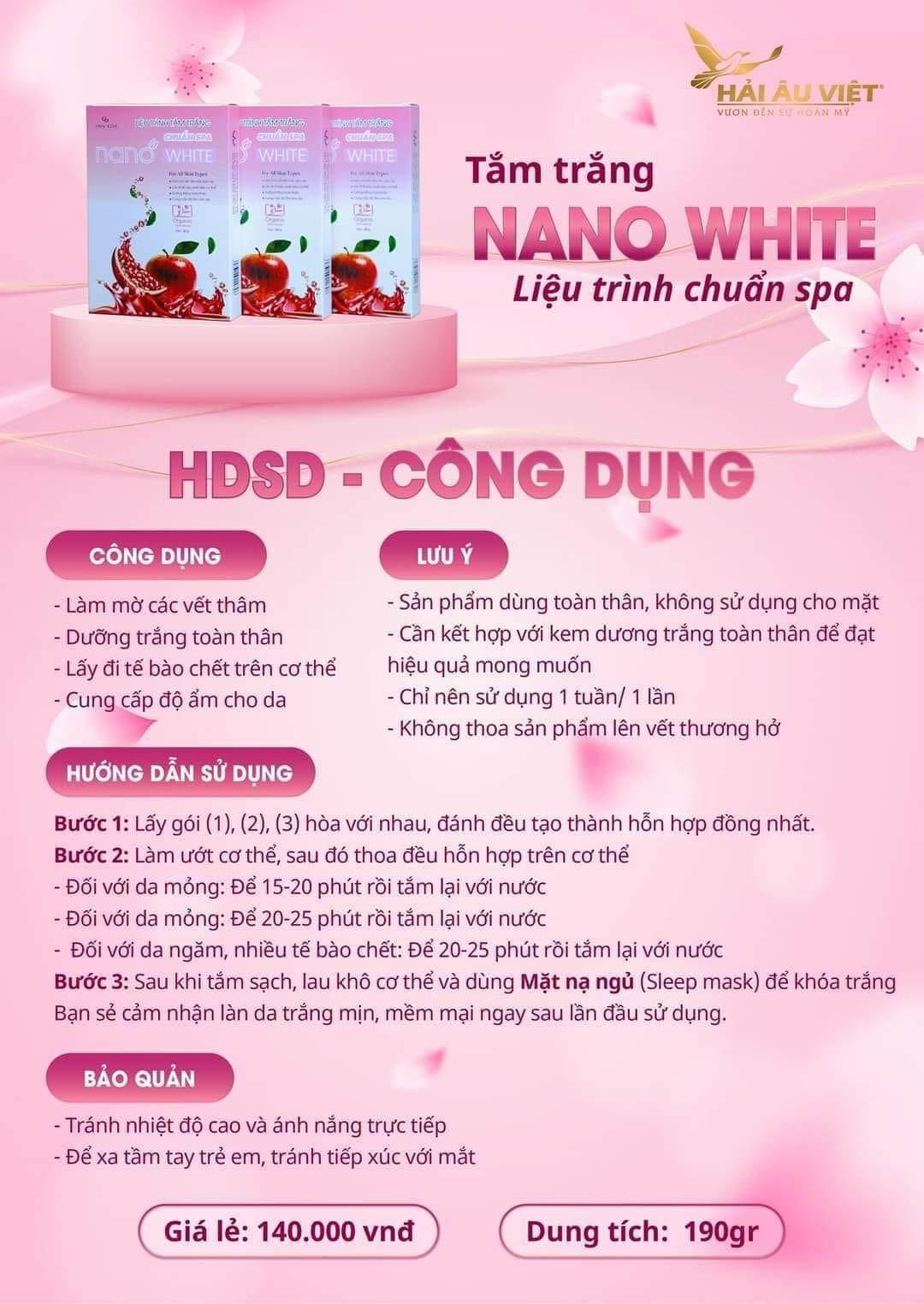 Tắm Trắng Nano Hải Âu Việt(Sale Gốc)