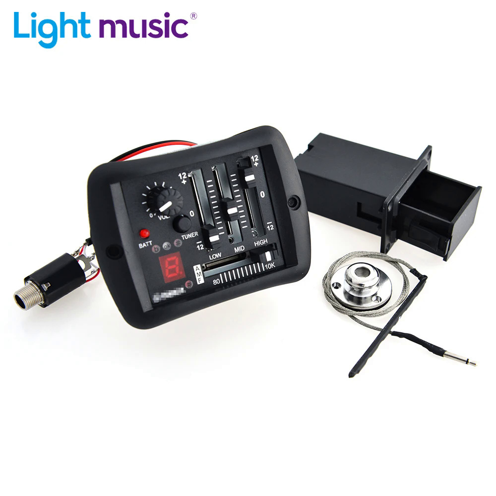 4 ban nhạc Guitar Pickup Preamp EQ Equalizer Piezo Pickup với Tuner cho dân gian Guitar Guitar phụ kiện