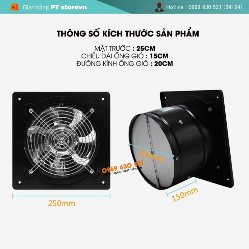 Quạt hút gió, Quạt thông gió , hút mùi nhà bếp , nhà vệ sinh , phòng ngủ Model FD-200 công xuất 40-80W