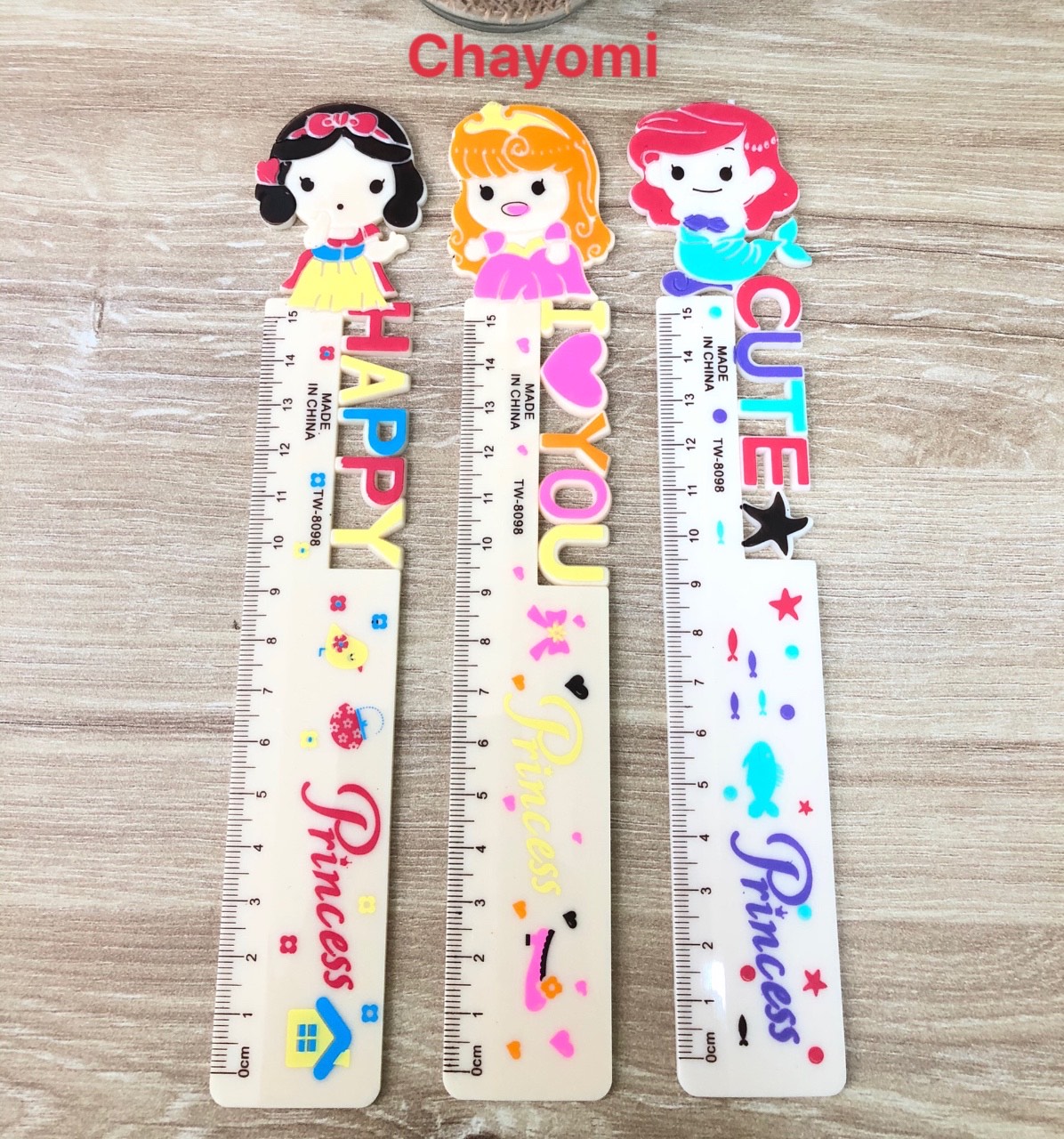 Combo 2 cây Thước kẻ kiểu nhựa hình dáng đáng yêu hình công chúa