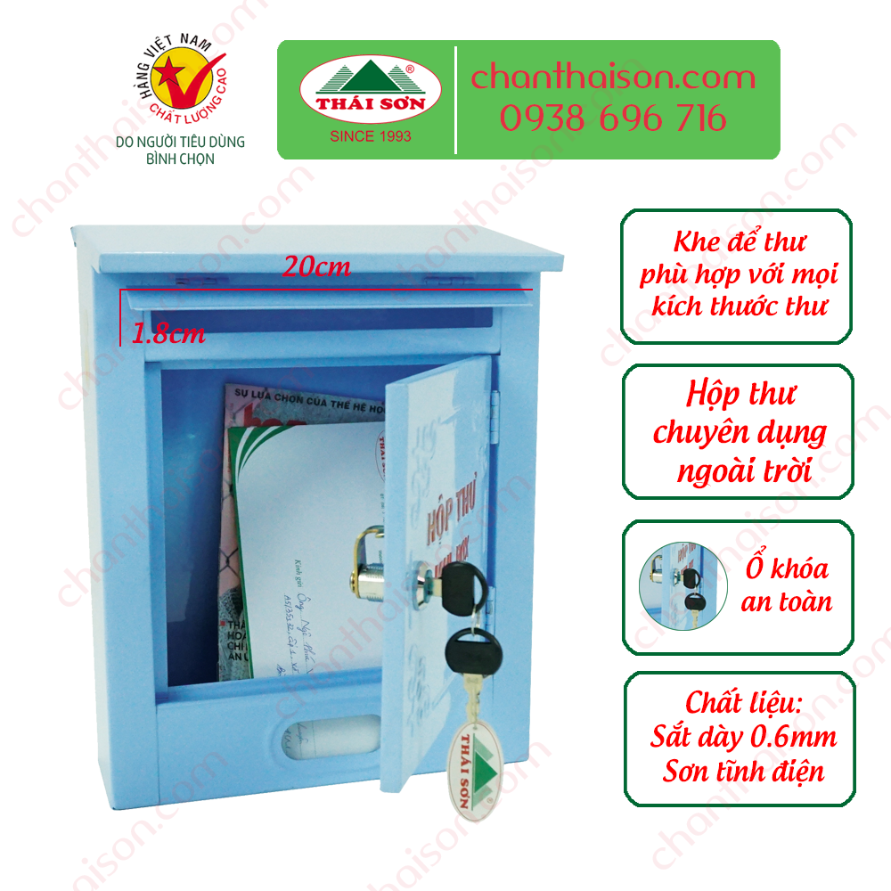 Hộp Thư Thái Sơn - Size Lớn Chất Liệu Sắt Sơn Tĩnh Điện ( HÀNG CHÍNH HÃNG - ĐỔI TRẢ MIỄN PHÍ )
