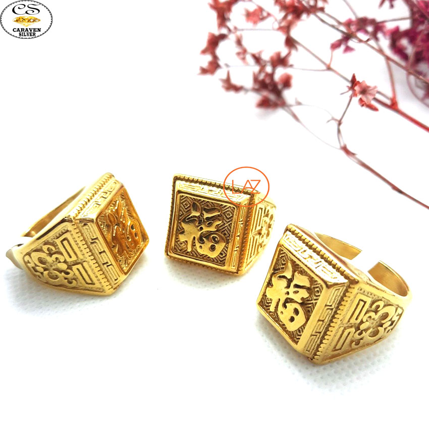 Nhẫn nam in 3D chữ phúc đúc đặc mạ vàng 18k-nhẫn dày,cộm,nặng trĩu,bền màu, lâu phai,mang tài lộc cho gia chủ-Caraven silver -cs62 -nhẫn nam mạ vàng,nhan nam ma vang,nhẫn nam,nhan nam,nhẫn nam chữ phúc,nhan nam chu phuc