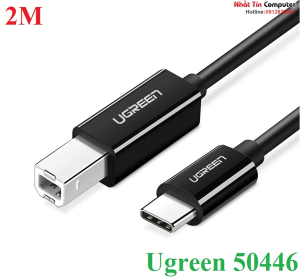 Cáp máy in USB 2.0 Type-C to USB Type-B dài 2M Ugreen 50446 (Màu đen)