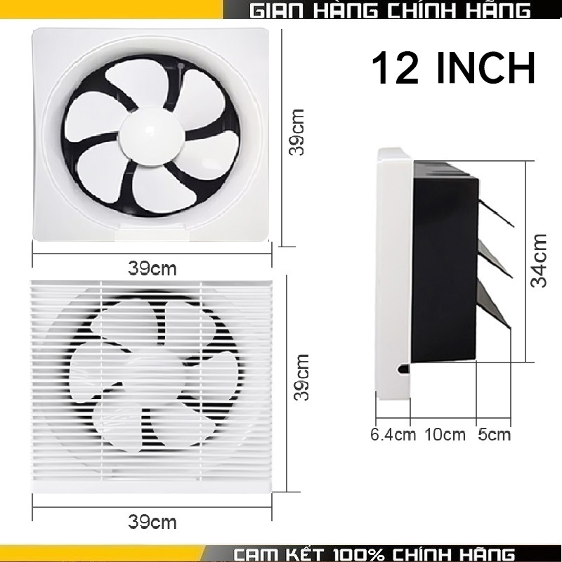Quạt thông gió hút mùi, hút bếp, nhà vệ sinh gắn tường
