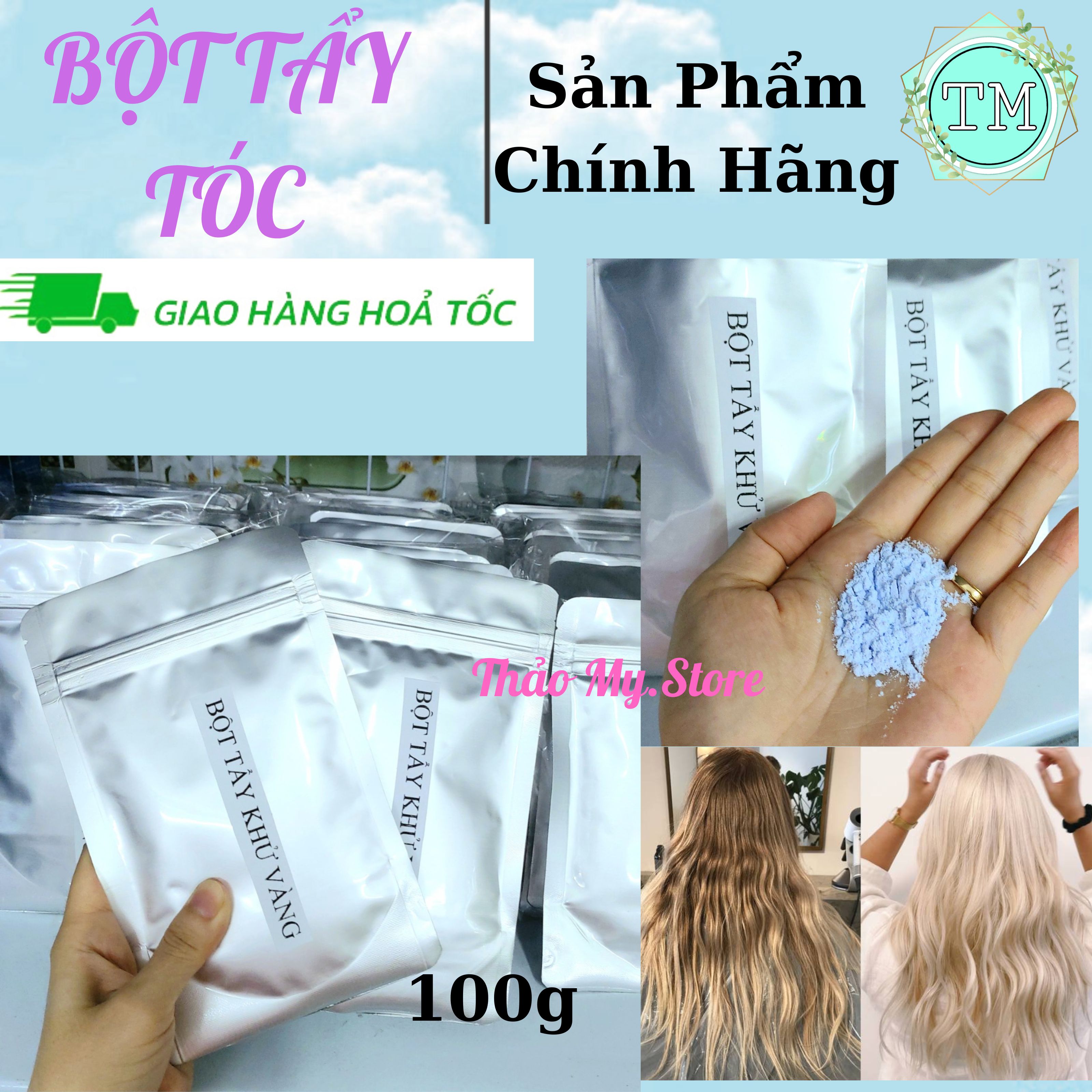 Bột Tẩy Tóc Cao Cấp Collagen 100g - Hỗ Trợ Nhuộm Tóc