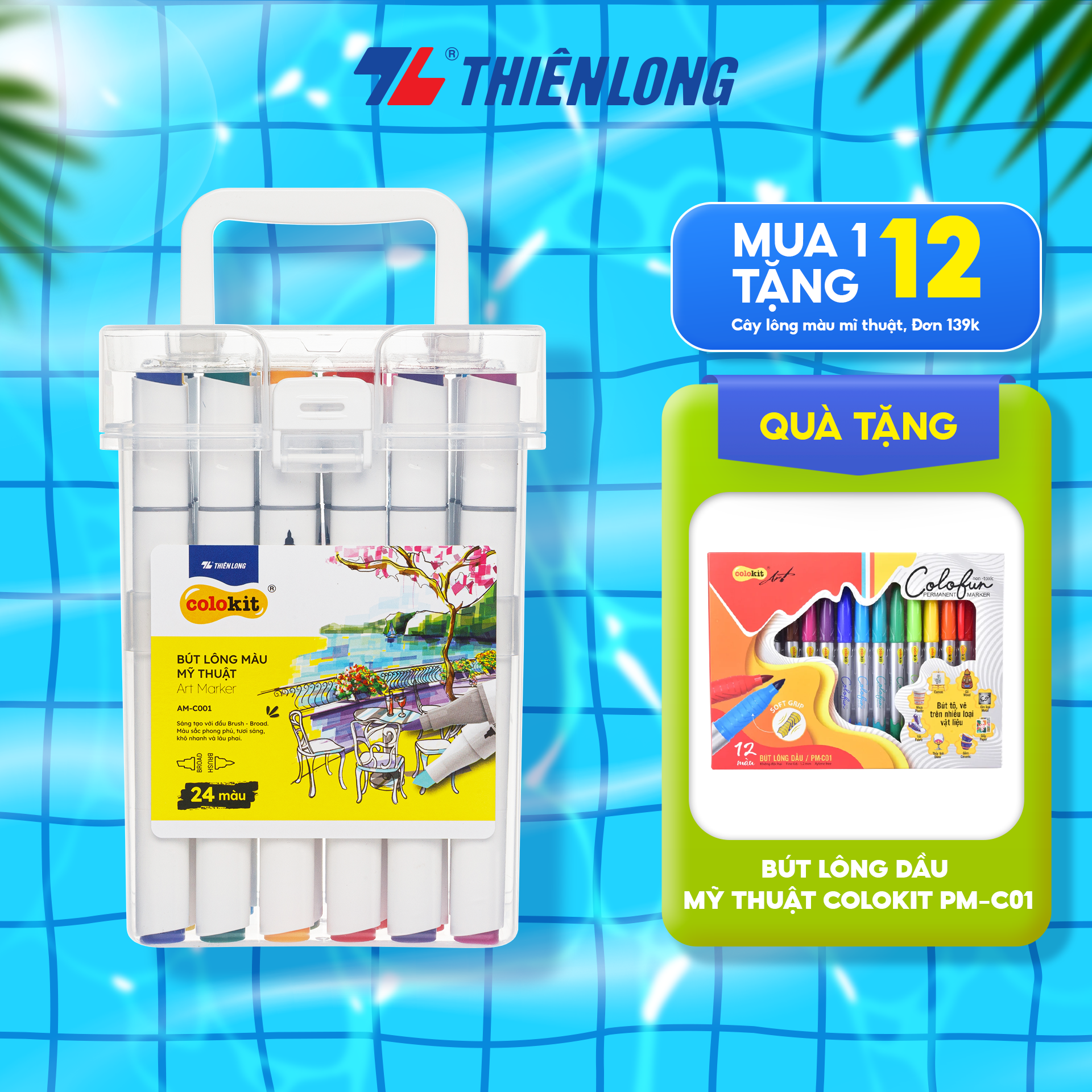 Bút dạ màu - bút marker 36 màu thiên long colokit art marker am-c005