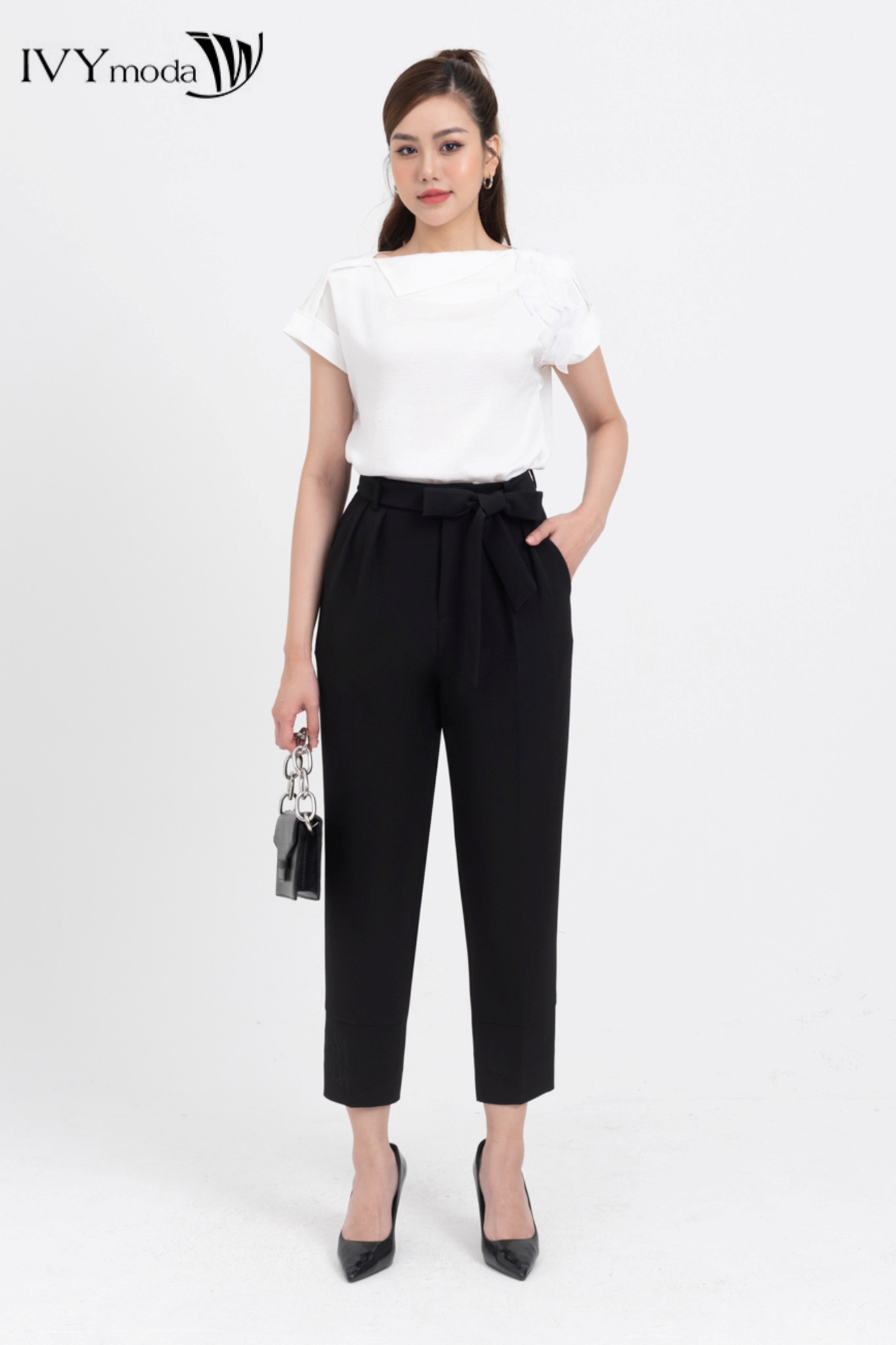 Quần baggy (không kèm đai nơ) IVY moda MS 22M8344
