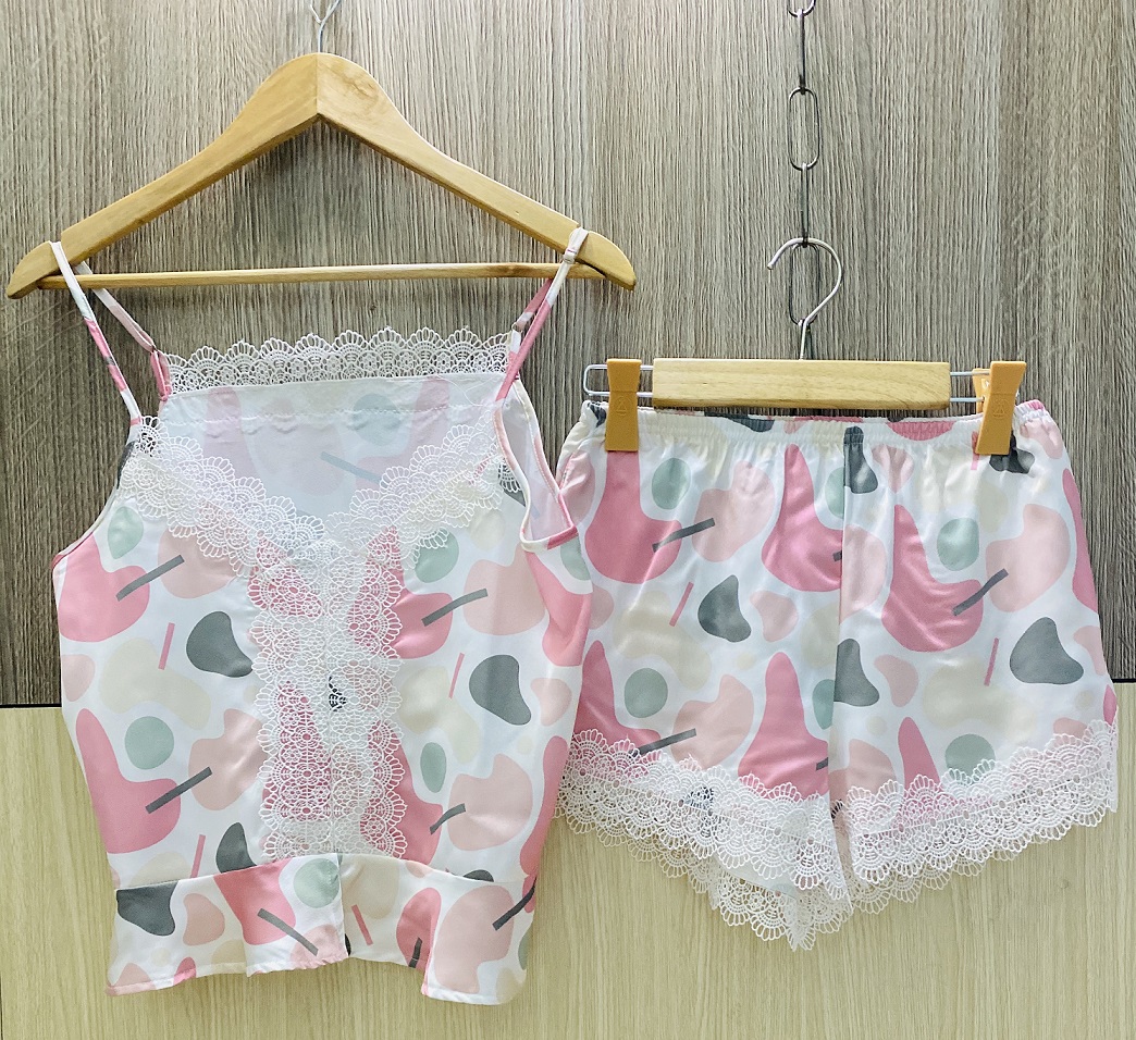 [HCM]Đồ Bộ 2 Dây Lụa Tơ Tằm Phối ren