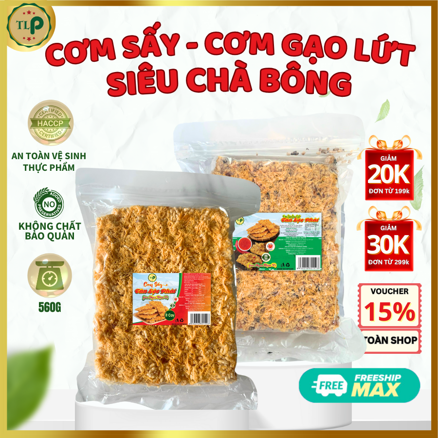 Cơm sấy chà bông bịch 280g và cơm gạo lứt sấy chà bông bịch 280g tân lộc phát