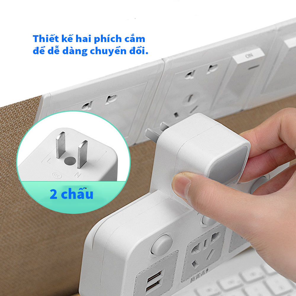 Smart power outlet - 2-pin power plug - Induction nightlight power socket - Multi-function usb power outlet - Heat-resistant electrical outlet with separate switch