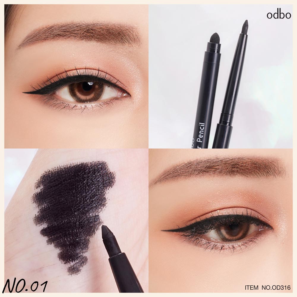 ( mẫu mới )Chì kẻ mắt Odbo dạng sáp Gel Liner Pencil black ( vỏ hộp hồng )