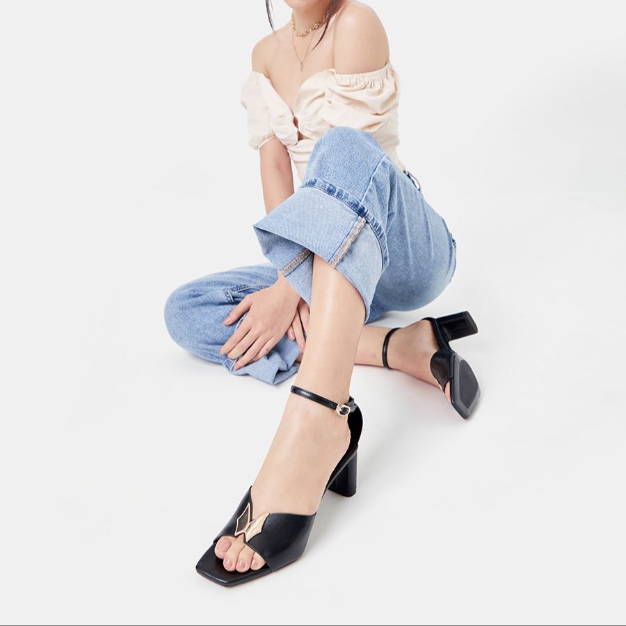 Giày Sandal Nữ 7cm thời Trang JUNO Phối Khoá Trang Trí SD07097
