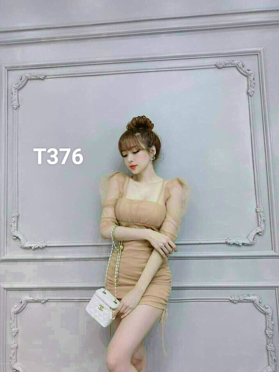 Đầm body phối lưới cao cấp có mút T376