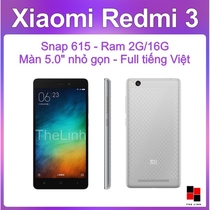 Điện thoại Xiaomi Redmi 3 chạy 2 SIM có tiếng Việt - Snapdragon 615 Màn 5 inch