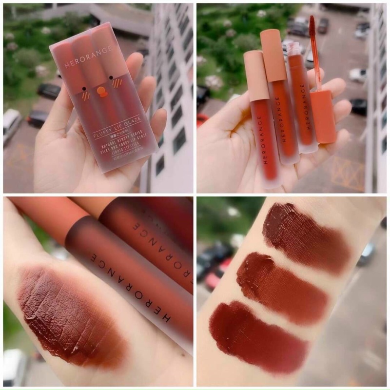 Sét 3 cây son kem lì Hero Orange nội địa Trung