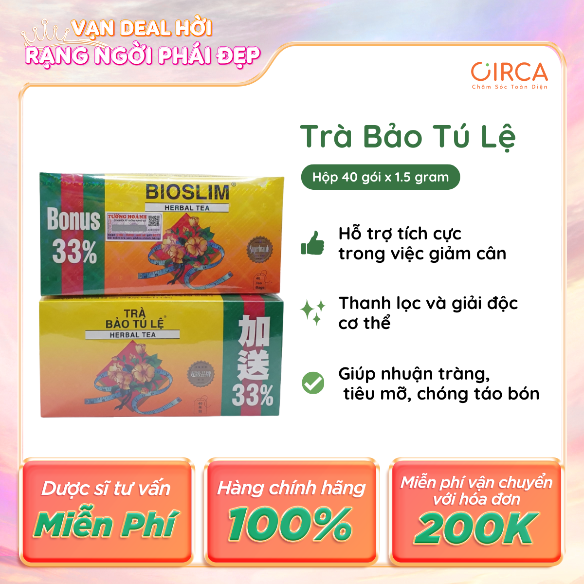 Trà giảm cân Bảo Tú Lệ Bio Slim 1.5g