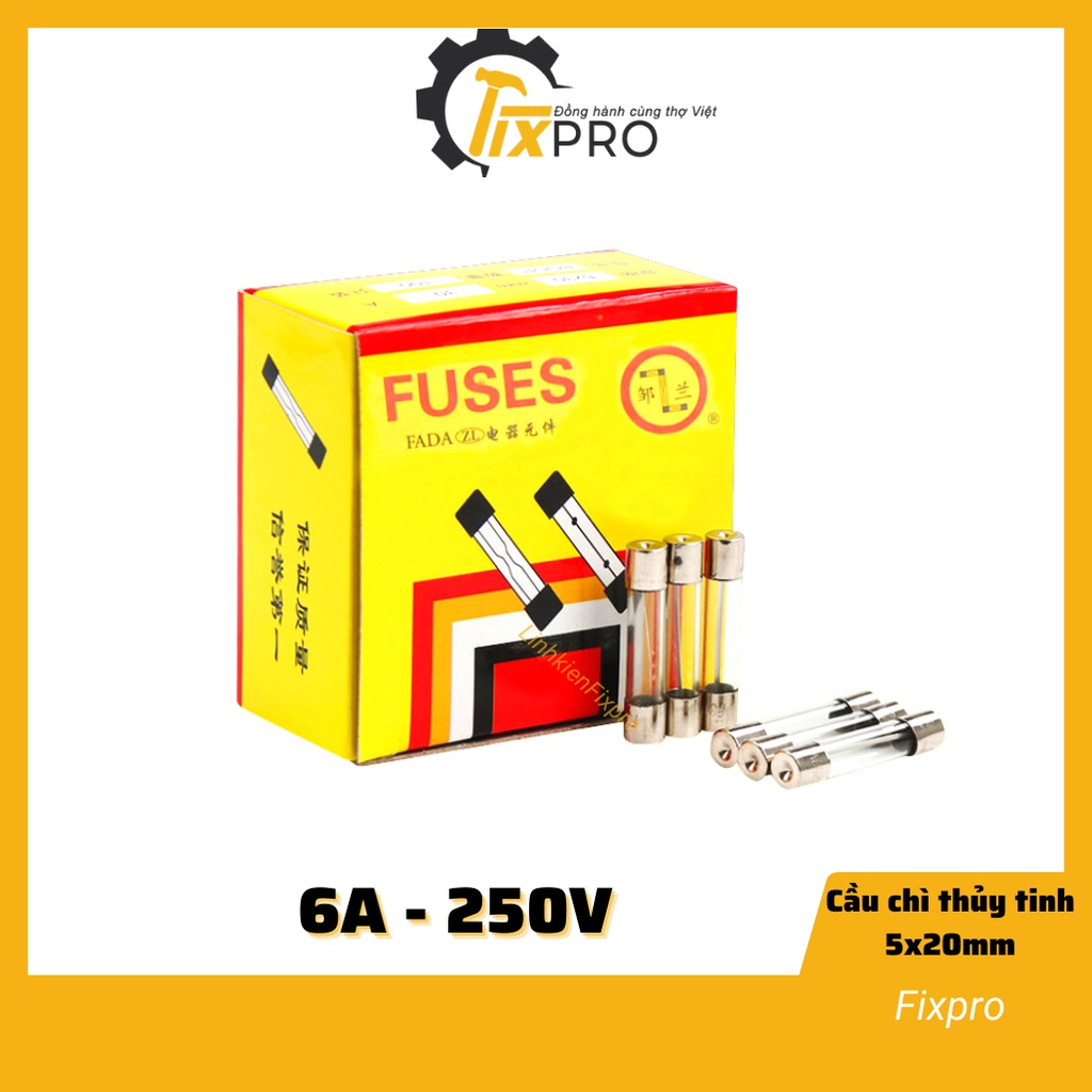 Cầu chì ống thủy tinh 6a 250v 5x20mm