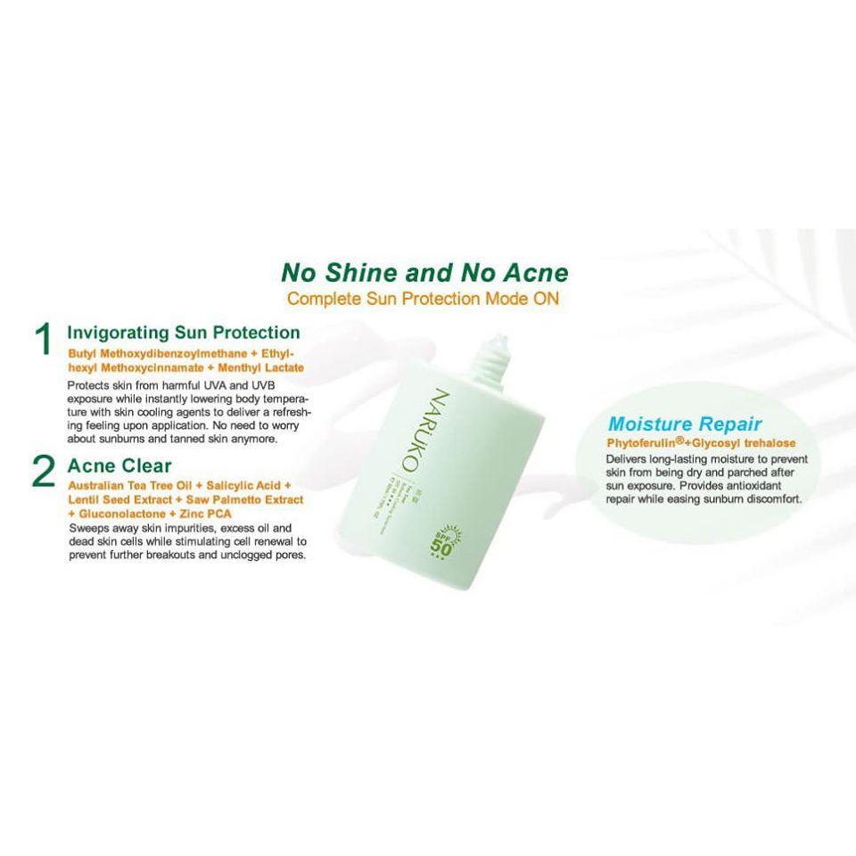 Naruko Trà Tràm - Kem Chống Nắng SPF50 Mát Lạnh Tea Tree Refresh Cooling Sunscreen SPF50 (50ml)
